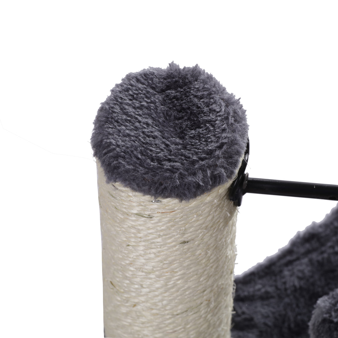 Bowl & Chain Small Cat Tree Scratcher with Pompom Toy - Grey Charlie's Pet Products