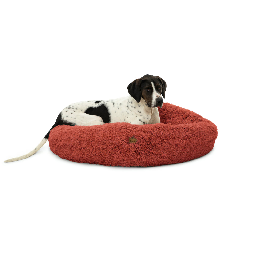 Shaggy Faux Fur Donut Calming Pet Nest Bed - Terracotta Charlie's Pet Products