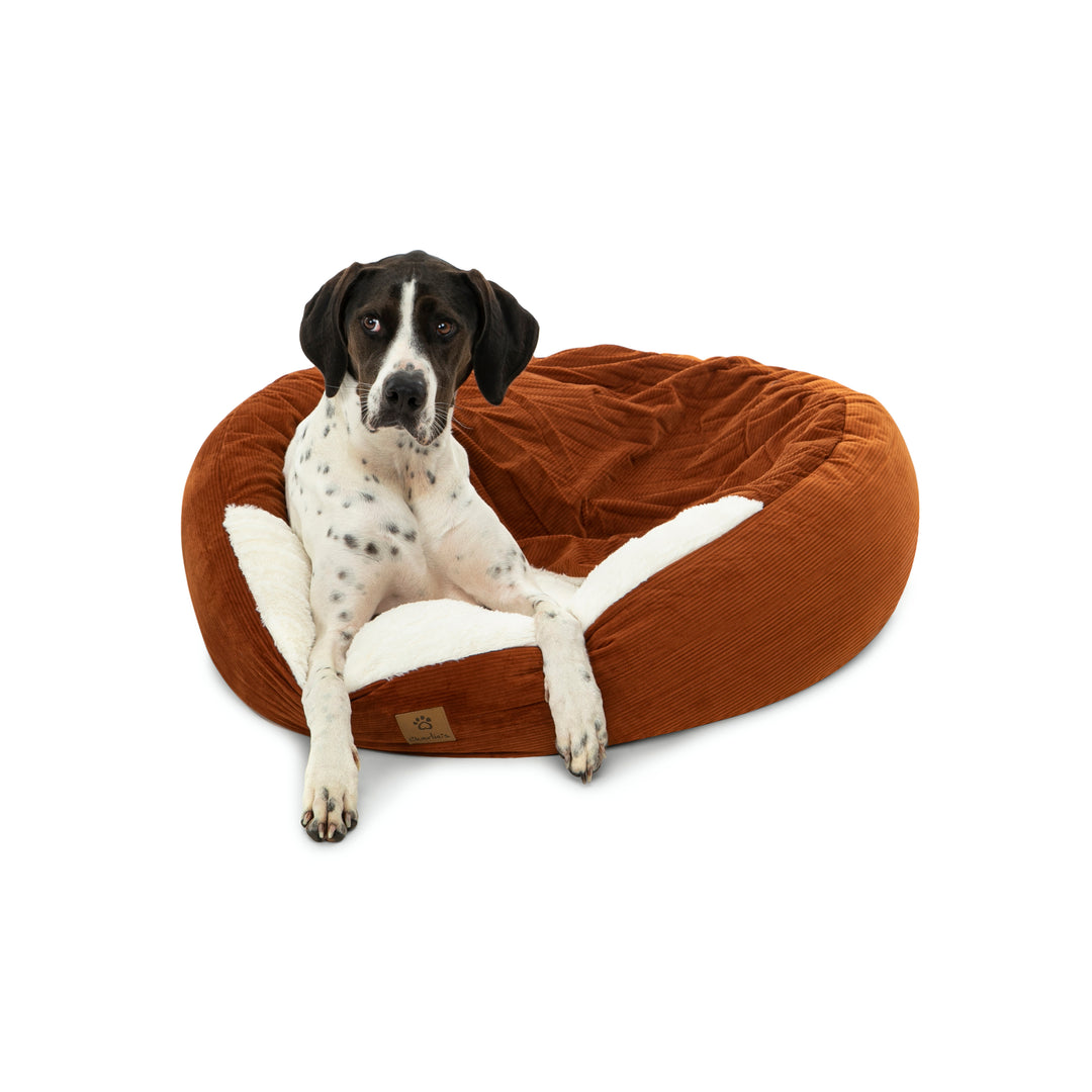 Snookie Hooded Pet Bed in Corduroy - Terracotta Charlie's Pet Products