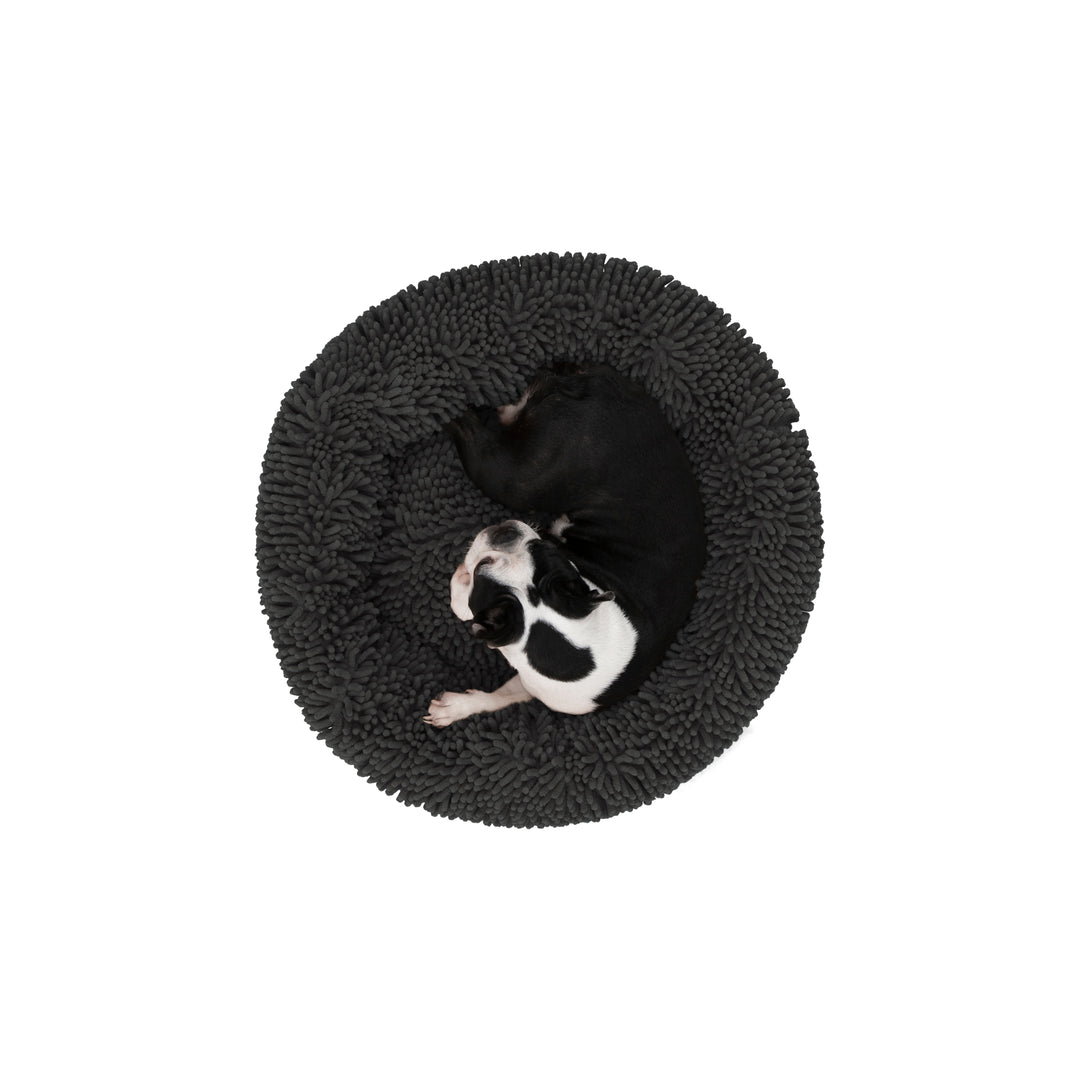 Calming Bobble Chenille Round Donut Pet Bed - Charcoal Charlie's Pet Products