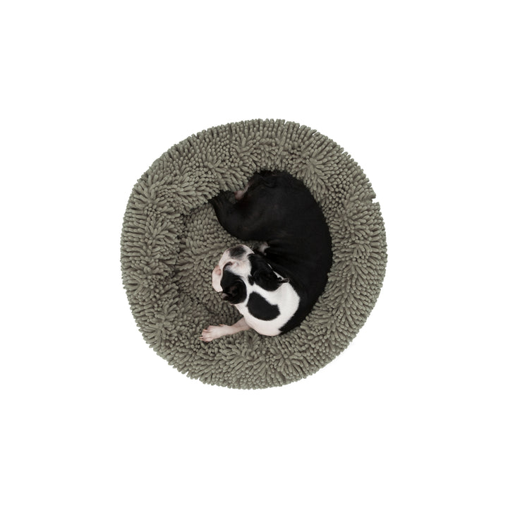 Calming Bobble Chenille Round Donut Pet Bed - Grey Charlie's Pet Products