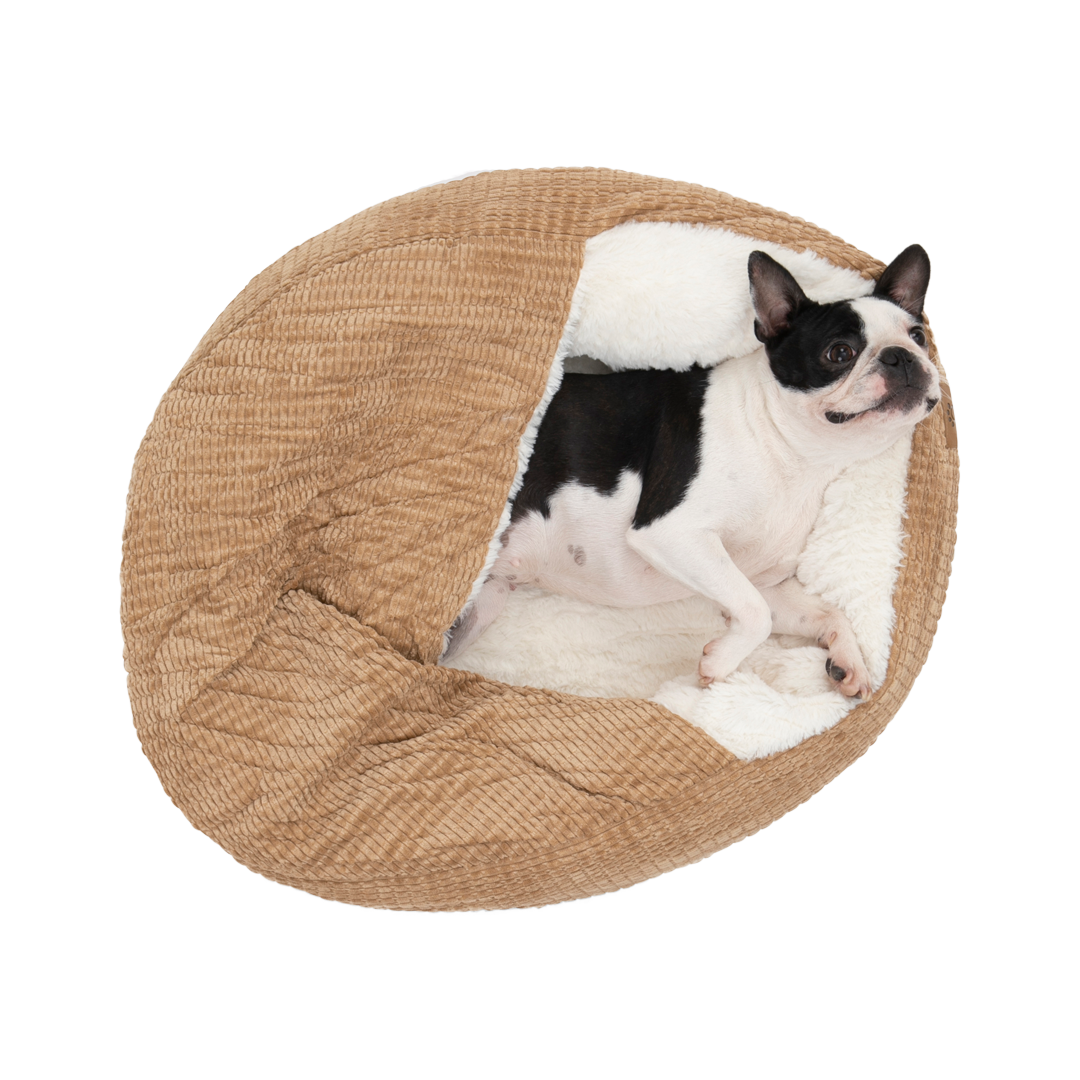Snookie Hooded Pet Bed in Corncob - Iced Coffee Brown Charlie's Pet Products