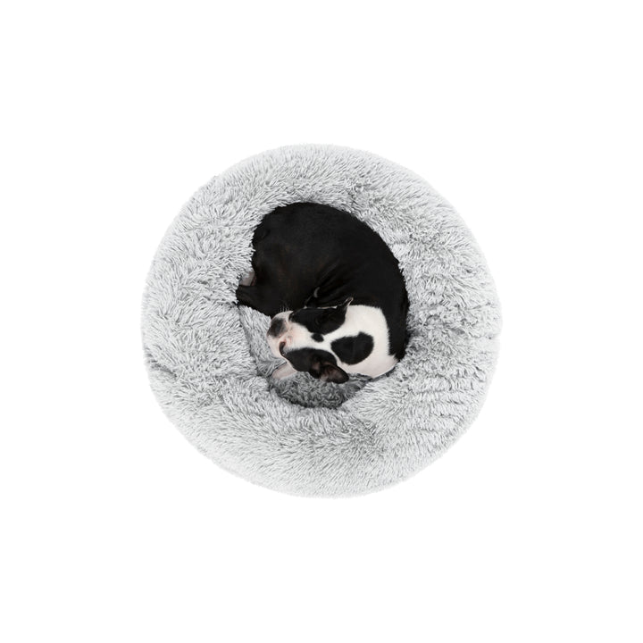 Shaggy Faux Fur Donut Calming Pet Nest Bed - Artic White Chinchilla Charlie's Pet Products