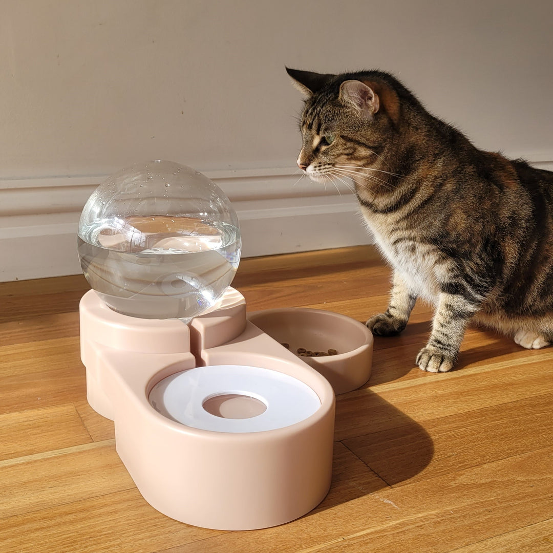 Bubble Automatic Water Dispenser with Food Bowl - Pink Charlie's Pet Products