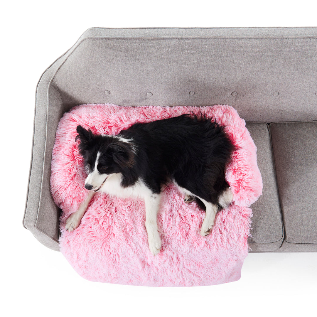 Shaggy Faux Fur Bolster Sofa Protector Pet Bed - Ombre Pink Charlie's Pet Products