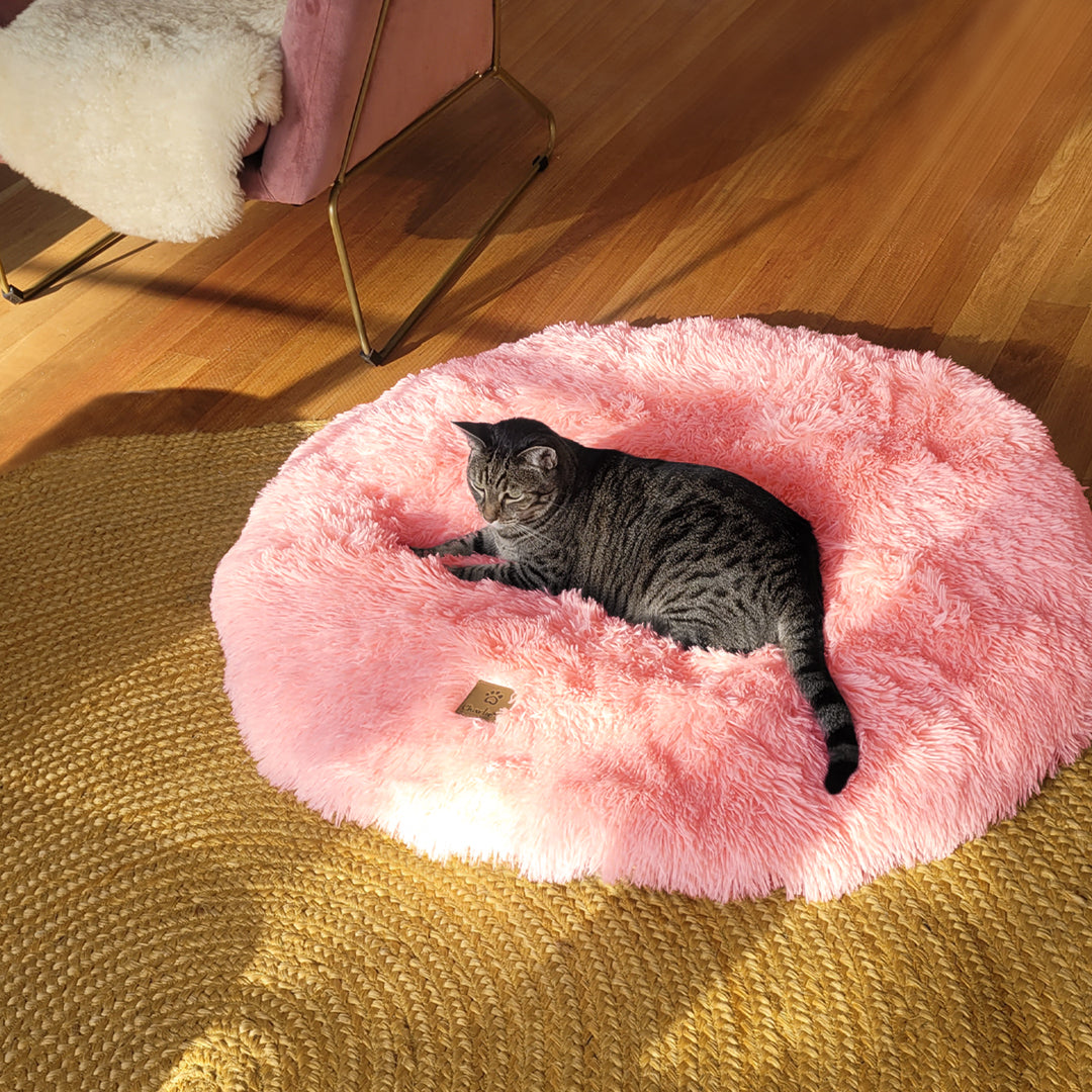 Shaggy Faux Fur Round Padded Lounge Mat - Ombre Pink Charlie's Pet Products