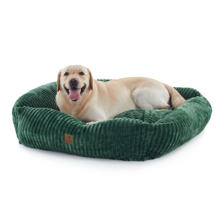 Ascher Plush Corduroy Square Pet Nest Bed - Eden Green Charlie's Pet Products