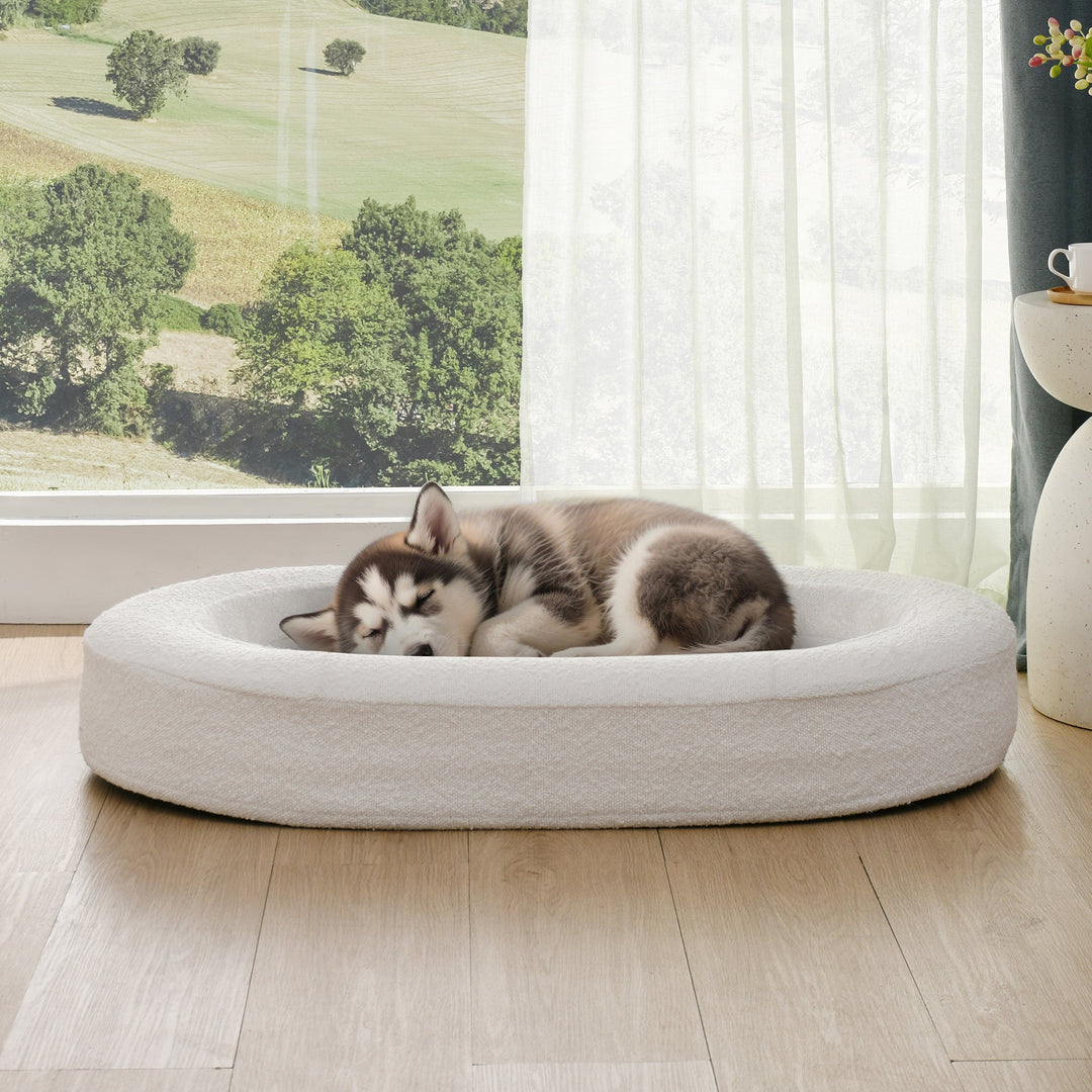 Marlo Orthopedic Bolster Boucle Dog Bed White Charlie's Pet Products