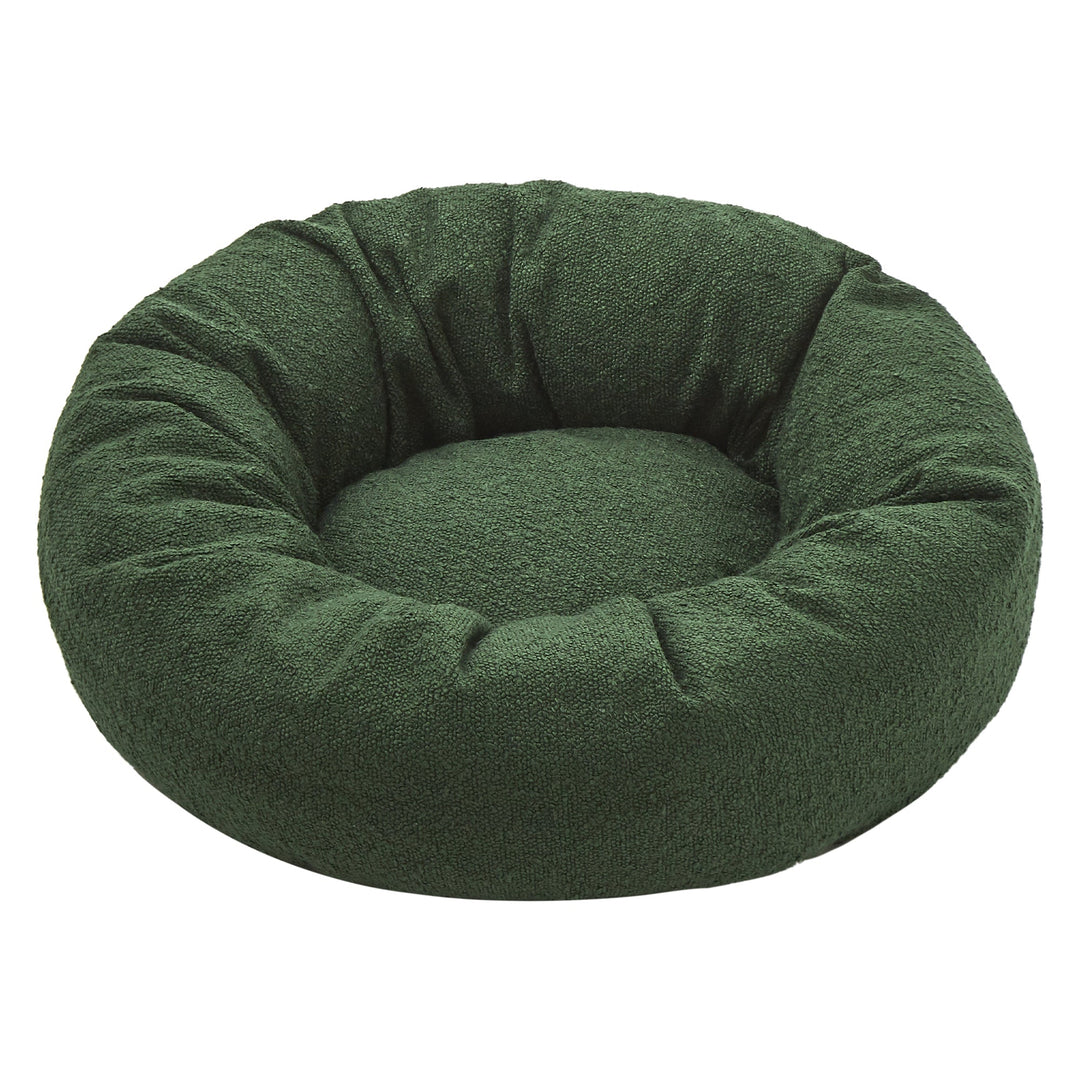 Miri Round Calming Boucle Dog Bed Olive Charlie's Pet Products