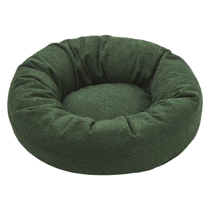 Miri Round Calming Boucle Dog Bed Olive Charlie's Pet Products