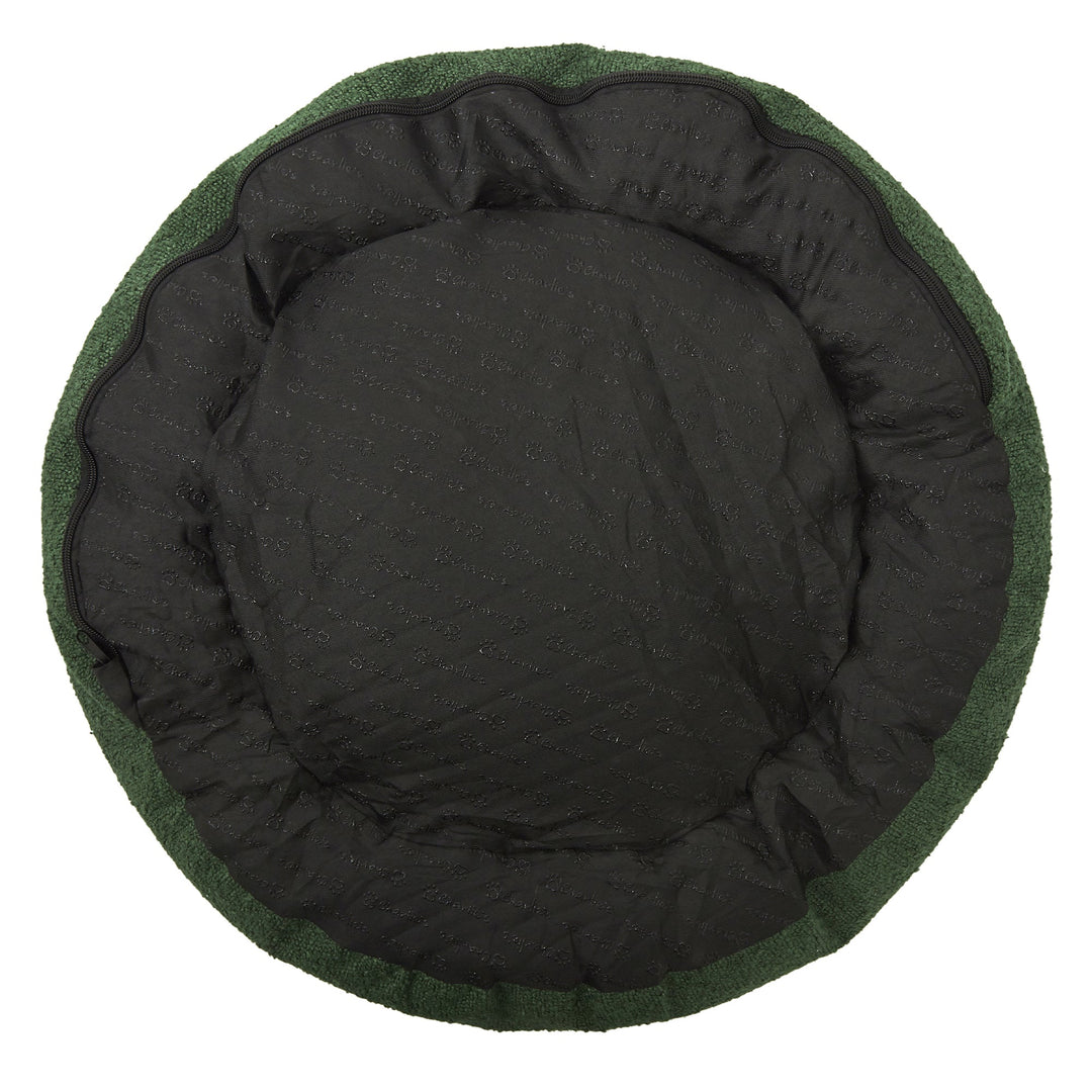 Miri Round Calming Boucle Dog Bed Olive Charlie's Pet Products