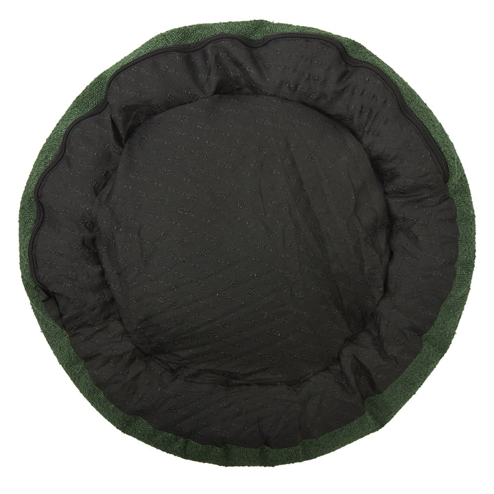 Miri Round Calming Boucle Dog Bed Olive Charlie's Pet Products