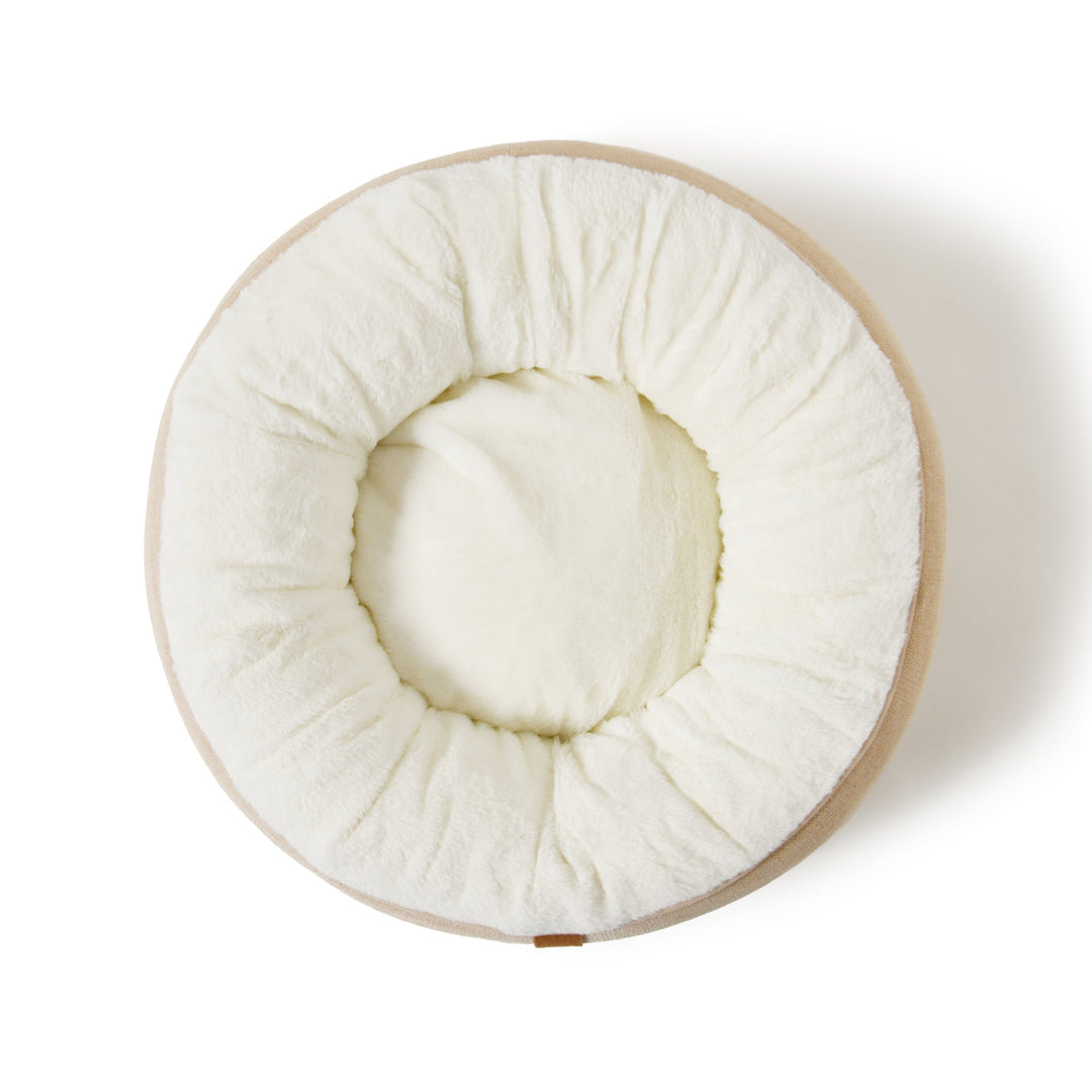 Camden Cotton Jute Plush Round Dog Bed Charlie's Pet