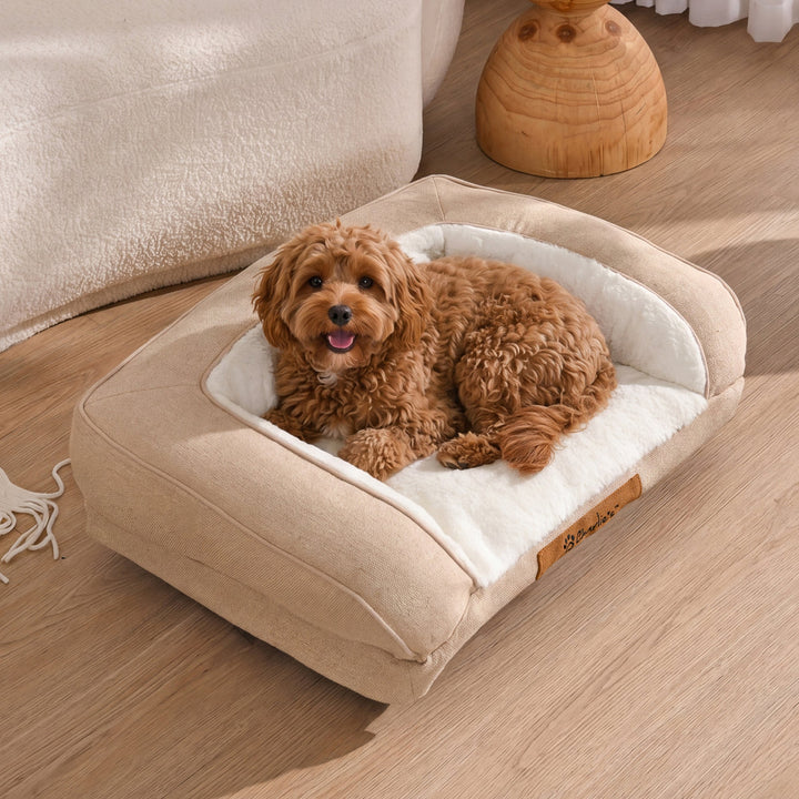 Camden Cotton Jute Plush Sofa Dog Bed Charlie's Pet Products