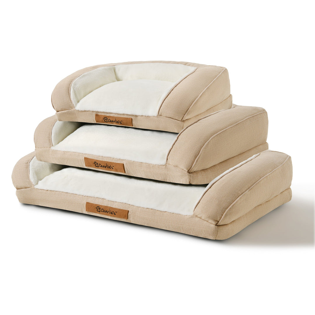 Camden Cotton Jute Plush Sofa Dog Bed Charlie's Pet Products