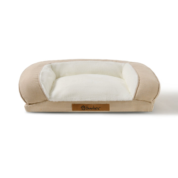 Camden Cotton Jute Plush Sofa Dog Bed Charlie's Pet Products