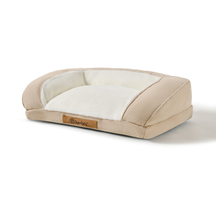 Camden Cotton Jute Plush Sofa Dog Bed Charlie's Pet Products