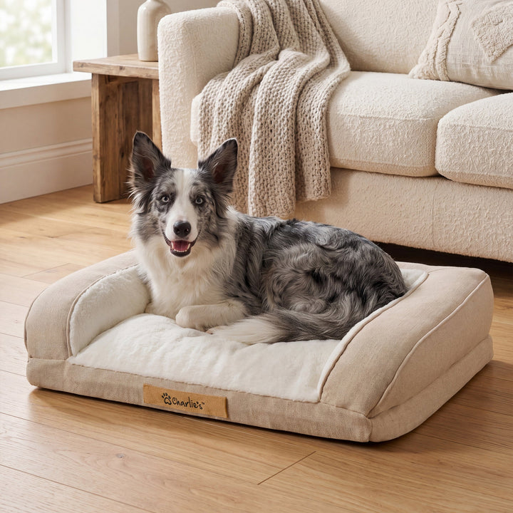 Camden Cotton Jute Plush Sofa Dog Bed Charlie's Pet Products