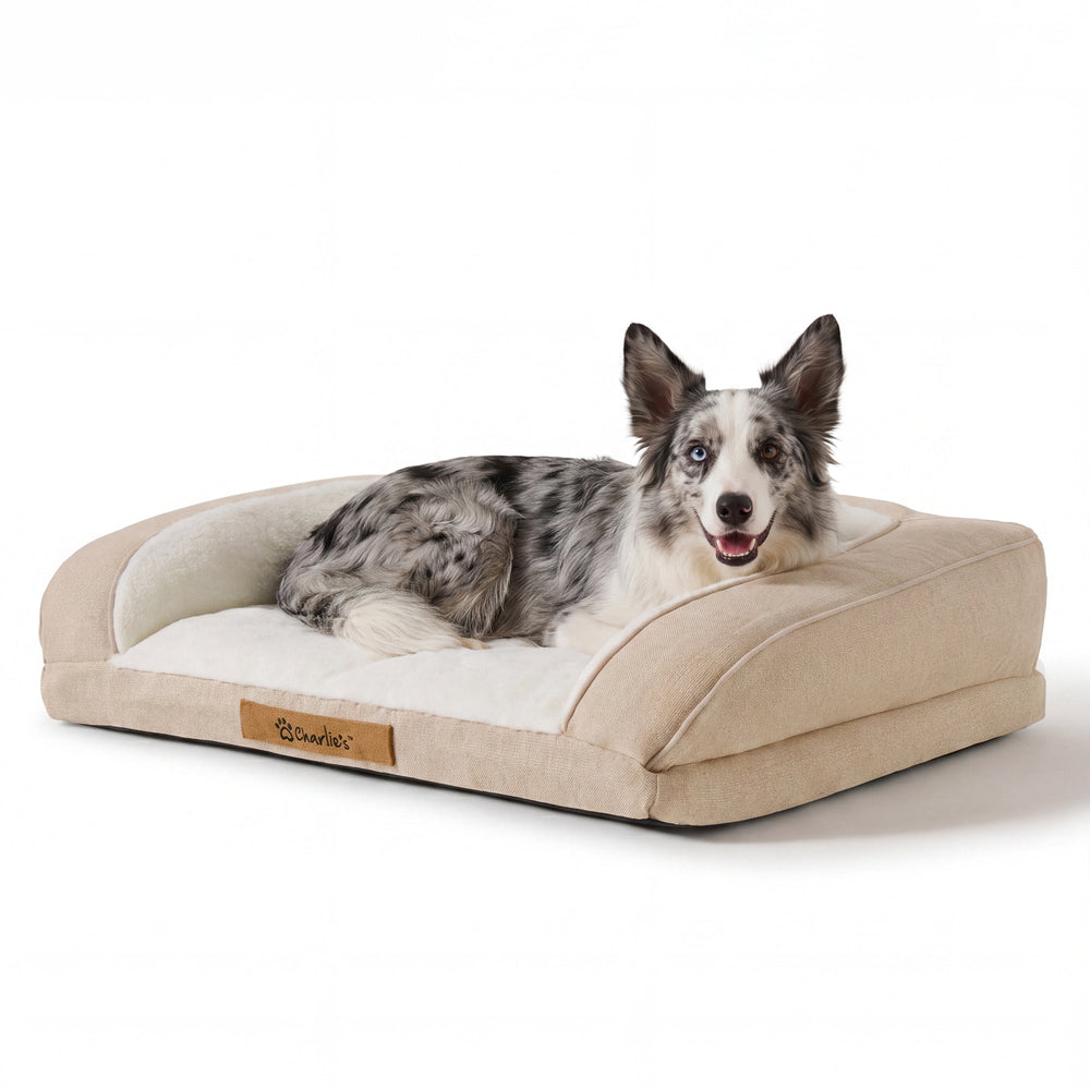 Camden Cotton Jute Plush Sofa Dog Bed Charlie's Pet Products