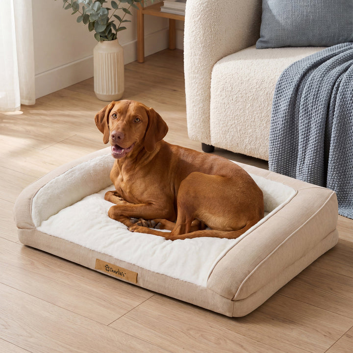 Camden Cotton Jute Plush Sofa Dog Bed Charlie's Pet Products