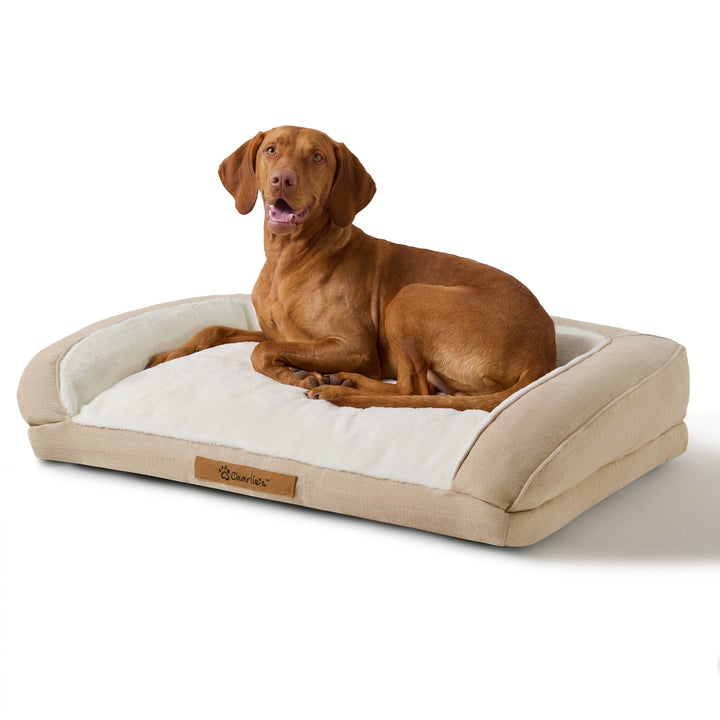 Camden Cotton Jute Plush Sofa Dog Bed Charlie's Pet Products