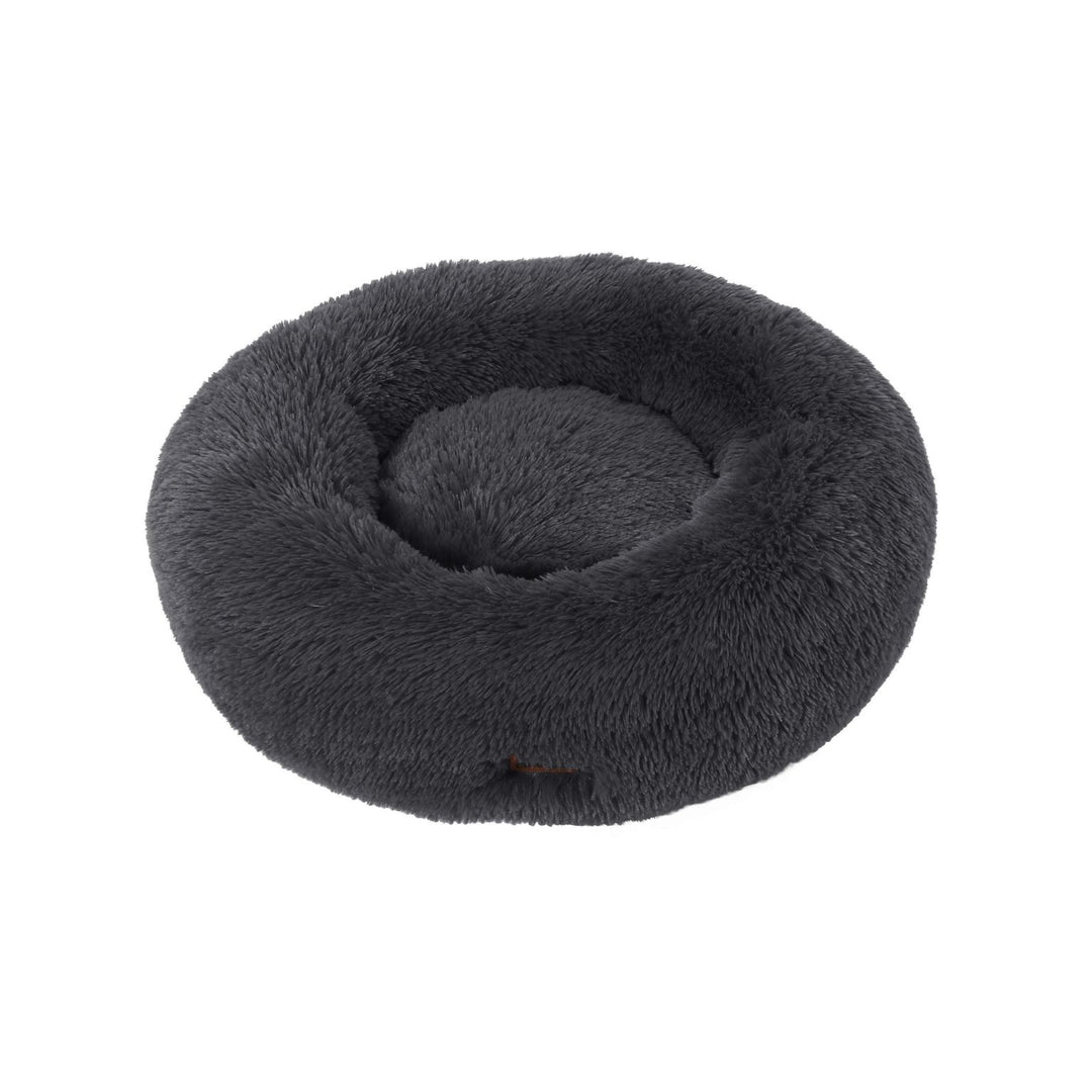 Shaggy Faux Fur Donut Calming Pet Nest Bed - Charcoal Charlie's Pet Products