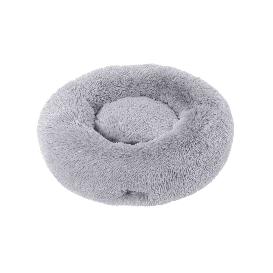 Shaggy Faux Fur Donut Calming Pet Nest Bed - Grey Charlie's Pet Products