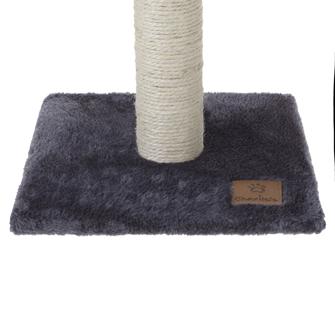 I-Cat Mini Cat Scratching Tree with Teaser Toy Topper - Grey Charlie's Pet Products