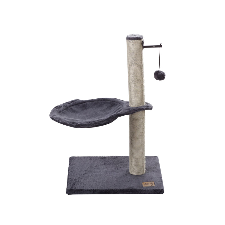 Bowl & Chain Small Cat Tree Scratcher with Pompom Toy - Grey Charlie's Pet Products