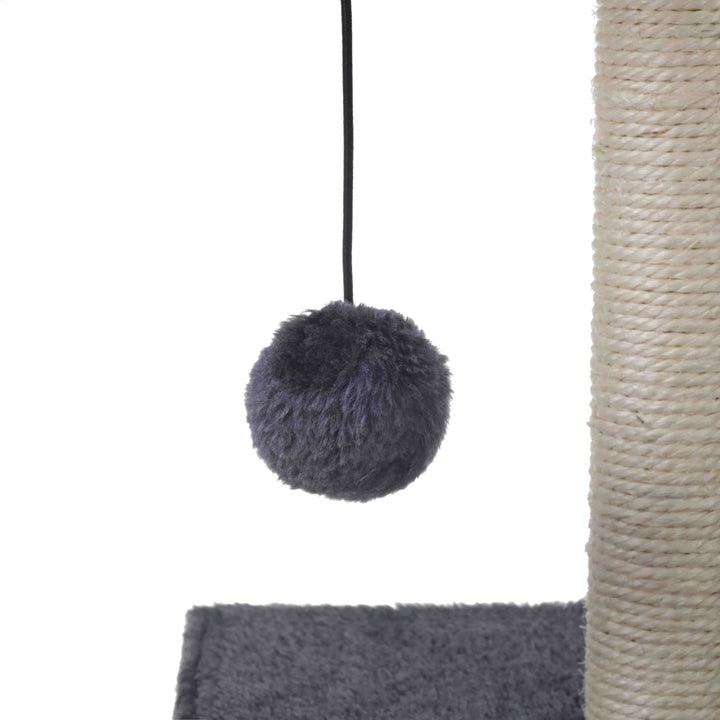 TV Cat Tree Scratcher Cubby with Pom Pom Toy - Grey Charlie's Pet Products