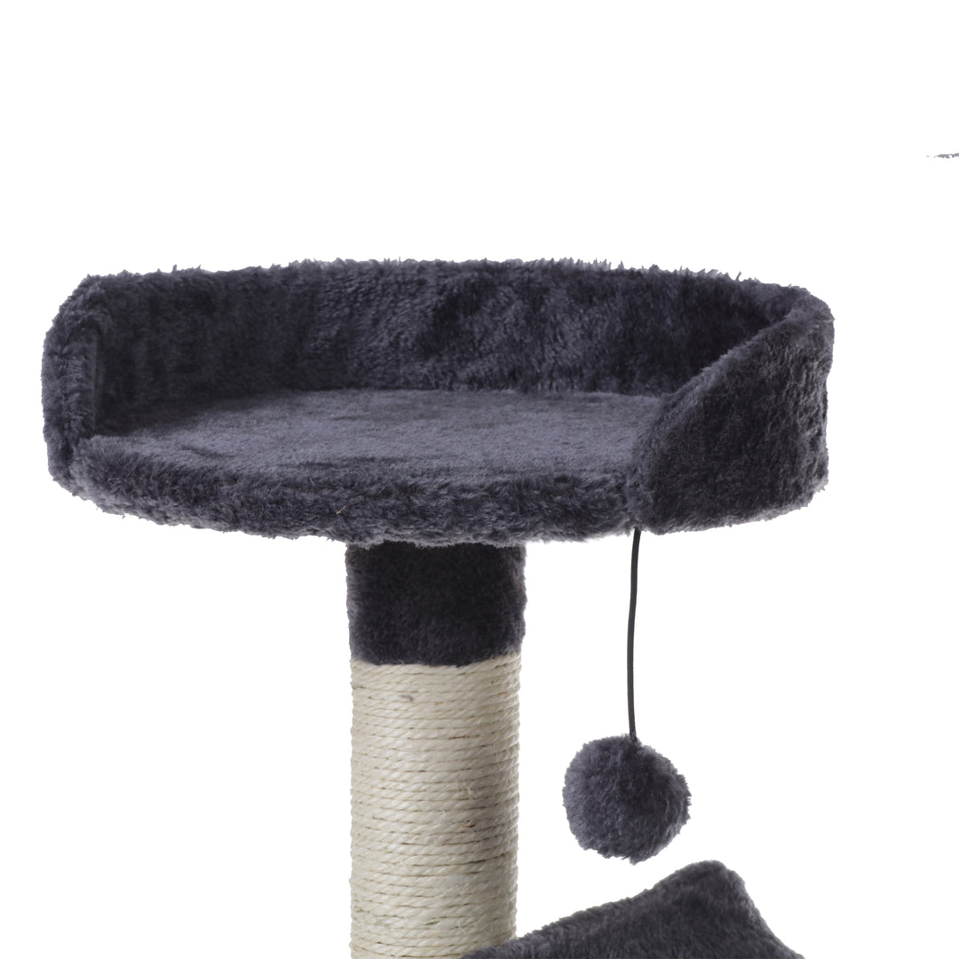 Duo Throne Cat Tree with Pompom Teaser Toy - Grey Charlie's Pet Products