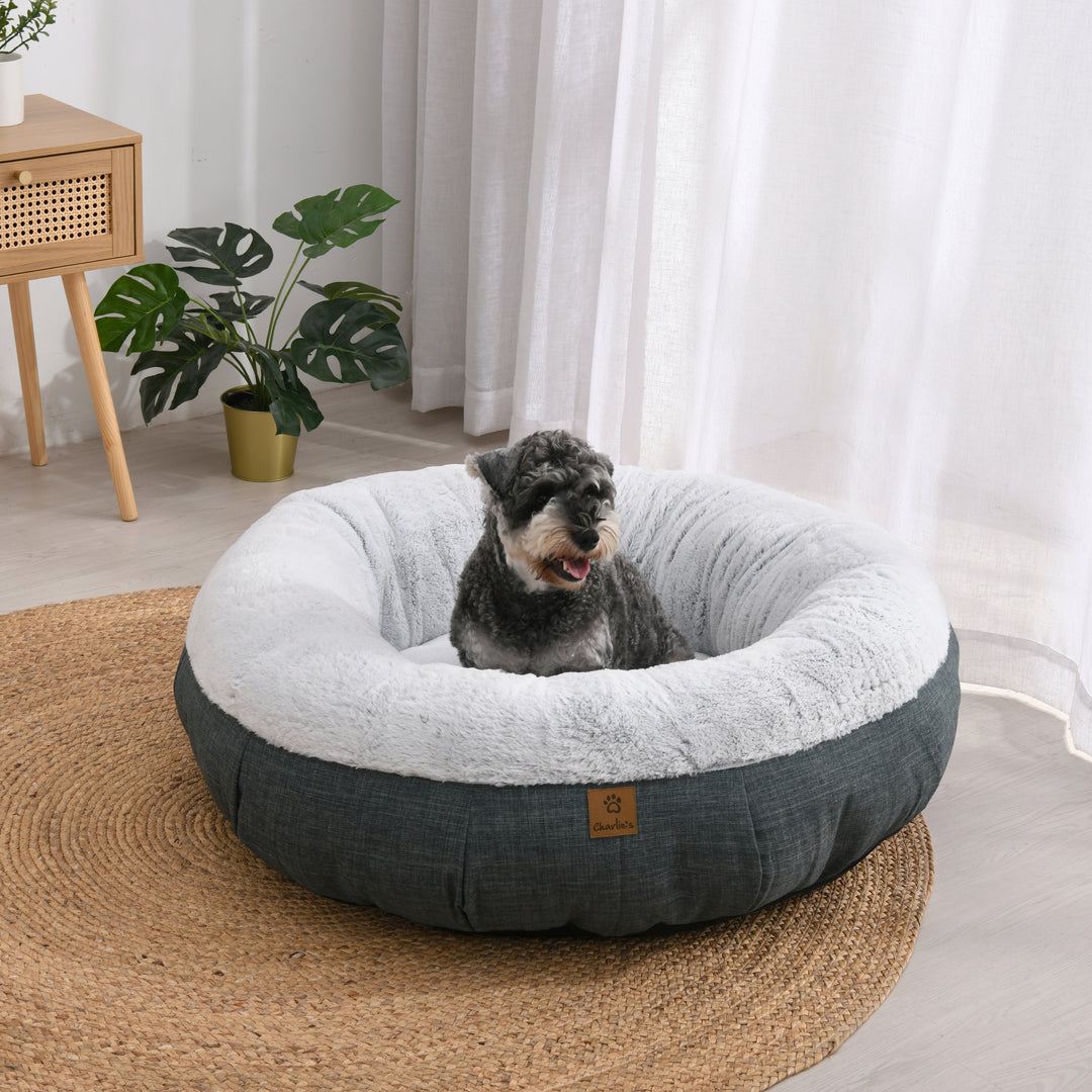 Aspen Luxury Plush/Faux Linen Round Donut Pet Bed Charlie's Pet Products