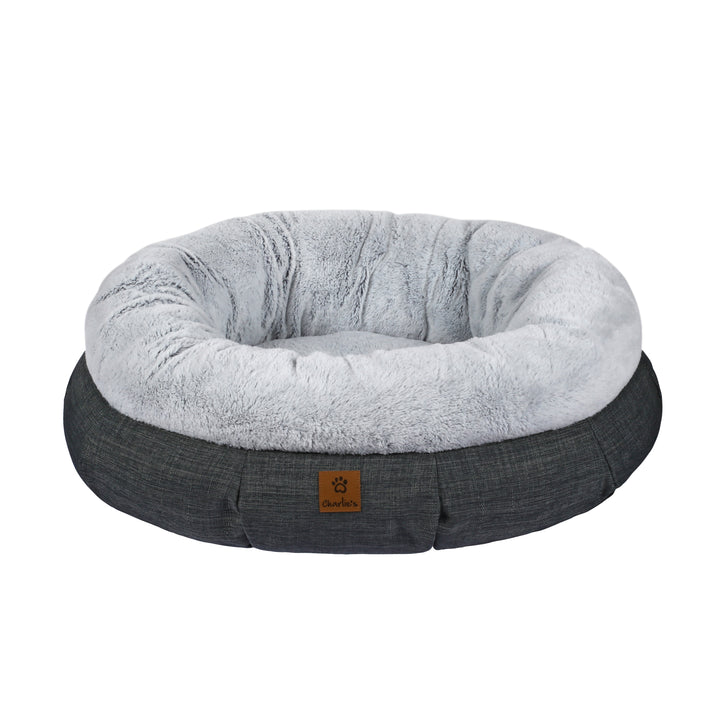 Aspen Luxury Plush/Faux Linen Round Donut Pet Bed Charlie's Pet Products