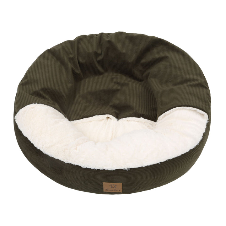 Snookie Hooded Pet Bed in Corduroy - Dark Olive Green Charlie's Pet Products