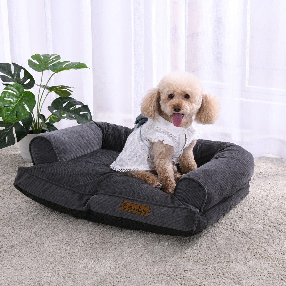 Ripley Corduroy Pet Sofa Bed Charcoal