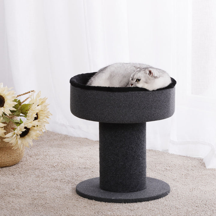 Shorty Cat Tower Scratcher with Cuddler Nest - Grey/Black Charlie's Pet Products