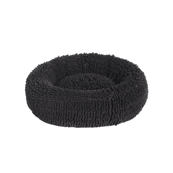 Calming Bobble Chenille Round Donut Pet Bed - Charcoal Charlie's Pet Products