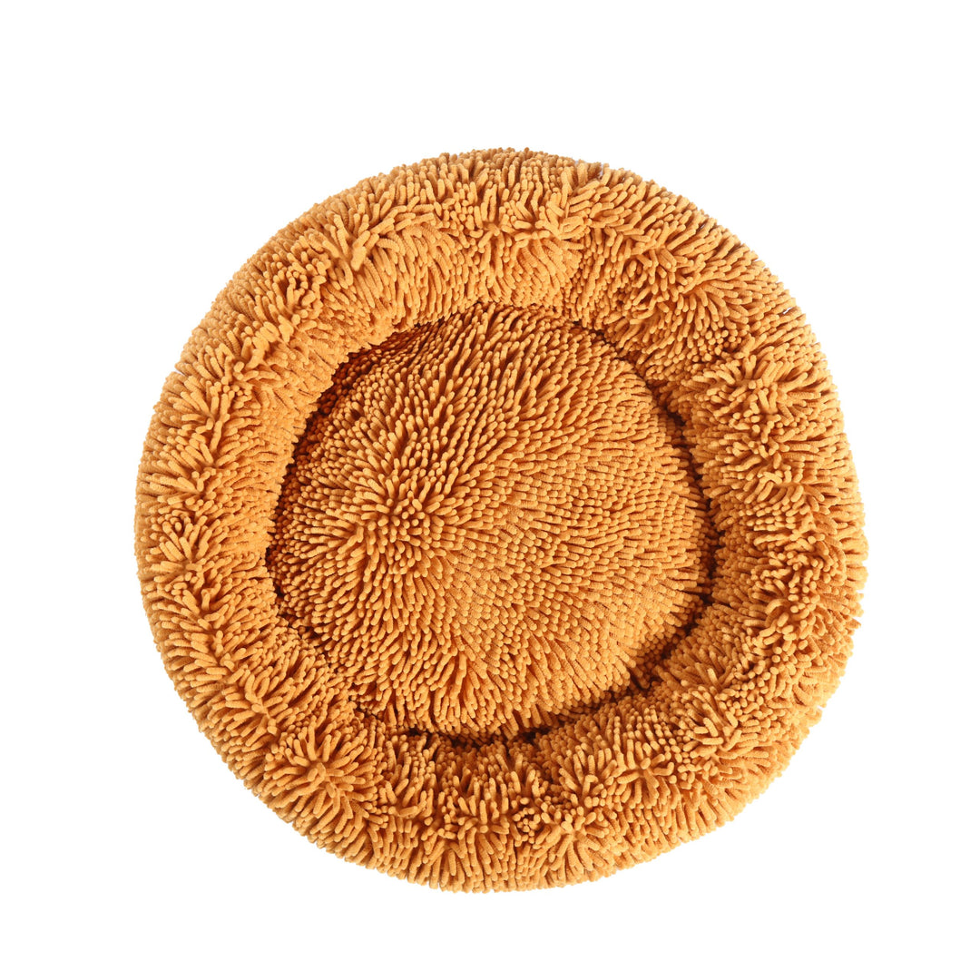 Calming Bobble Chenille Round Donut Pet Bed - Orange Charlie's Pet Products