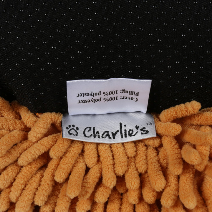 Calming Bobble Chenille Round Donut Pet Bed - Orange Charlie's Pet Products