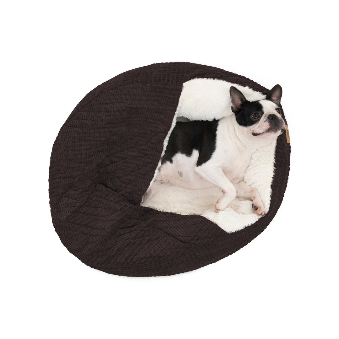 Snookie Hooded Pet Bed in Corncob - Espresso/Latte Charlie's Pet Products