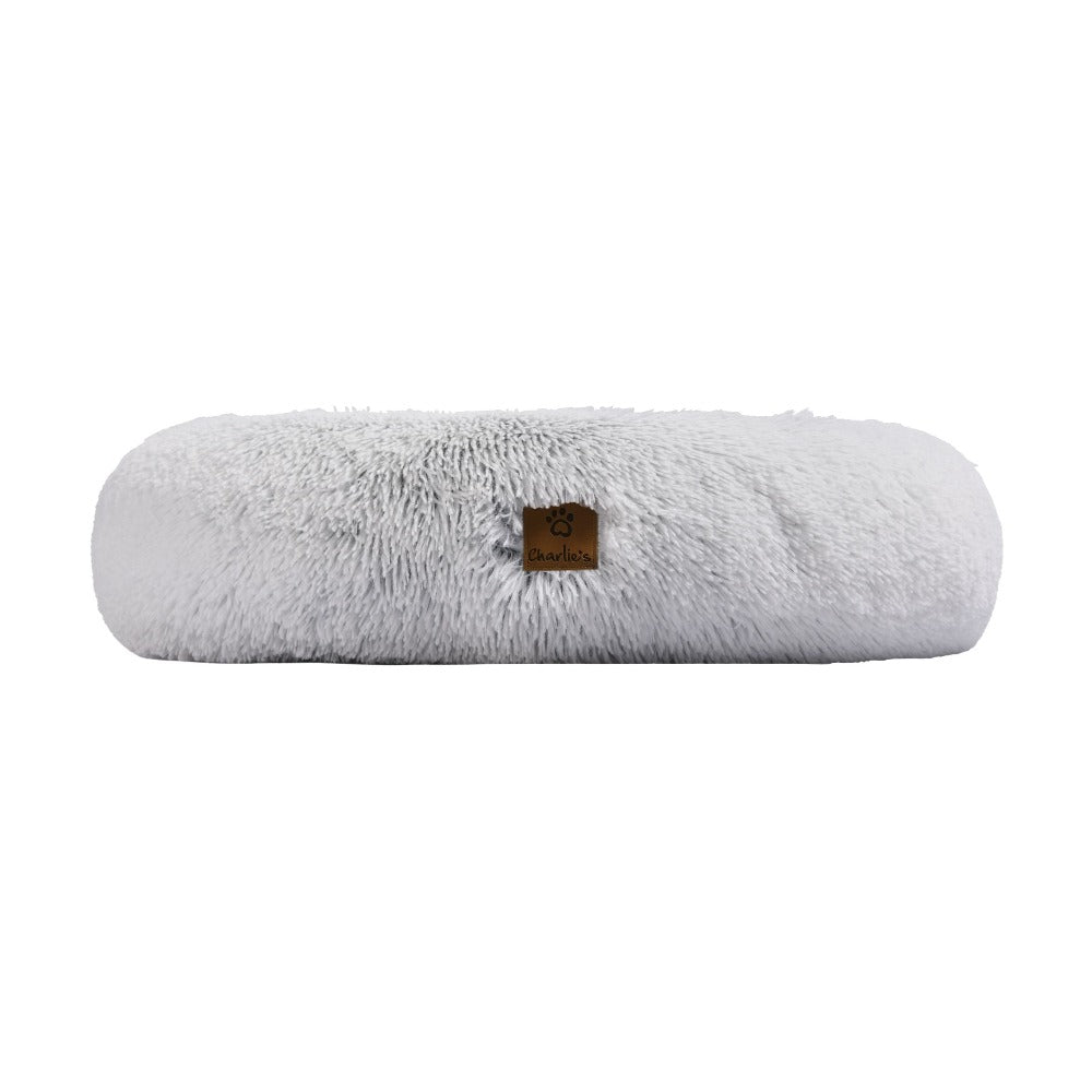 Shaggy Faux Fur Donut Calming Pet Nest Bed - Artic White Chinchilla Charlie's Pet Products