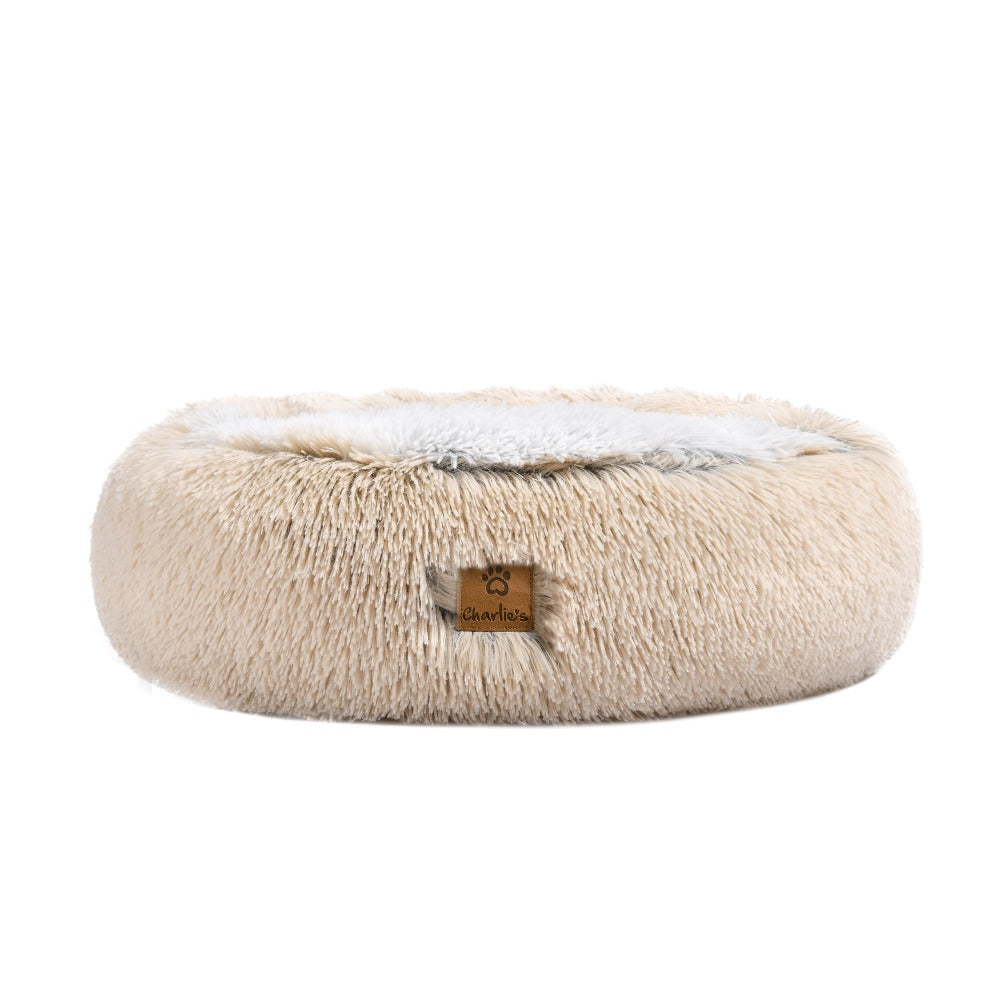 Snookie Hooded Pet Bed in Faux Fur - Cream/Artic White Charlie's Pet Products