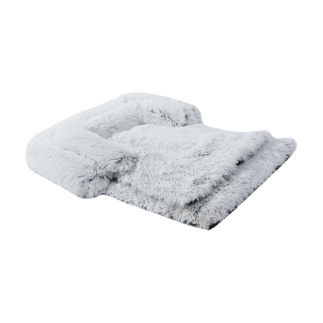 Shaggy Faux Fur Bolster Sofa Protector Pet Bed - Arctic Grey Charlie's Pet Products