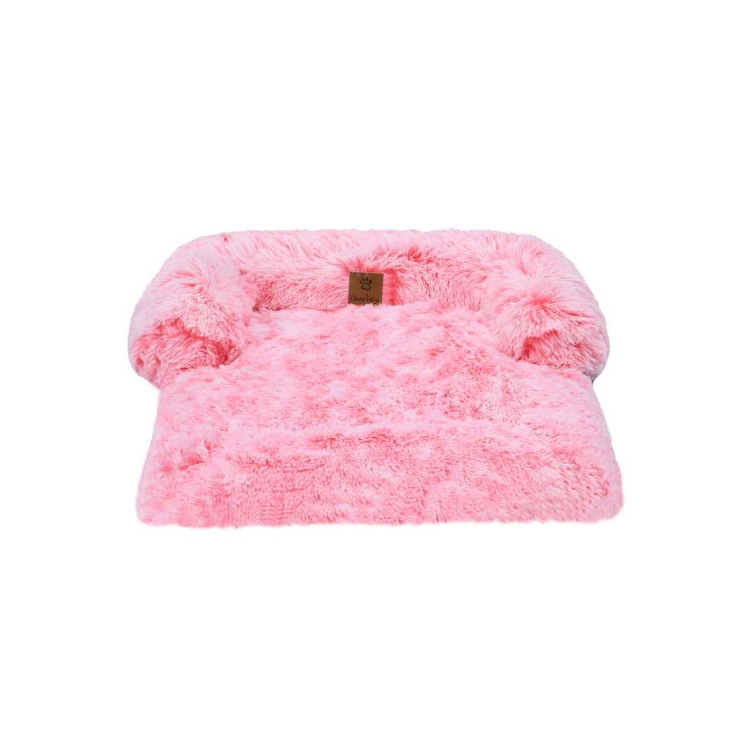 Shaggy Faux Fur Bolster Sofa Protector Pet Bed - Ombre Pink Charlie's Pet Products