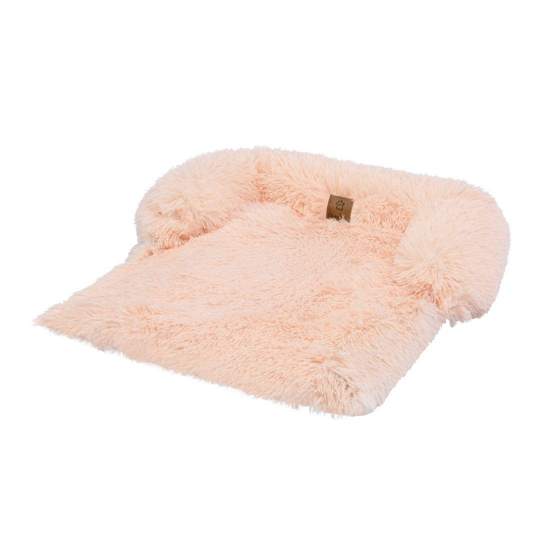 Shaggy Faux Fur Bolster Sofa Protector Pet Bed - Soft Beige Charlie's Pet Products