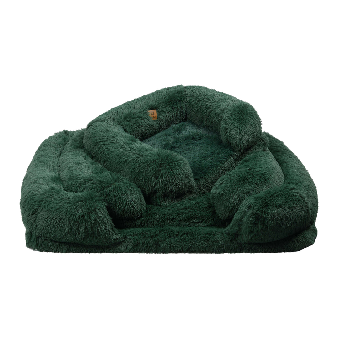 Shaggy Faux Fur Memory Foam Sofa Bed - Eden Green Charlie's Pet Products