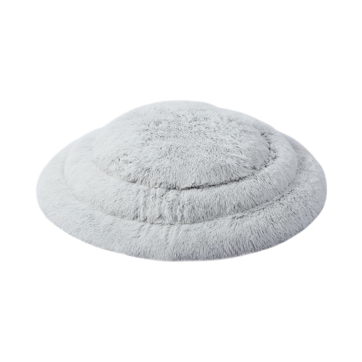 Shaggy Faux Fur Round Padded Lounge Mat - Arctic Grey Charlie's Pet Products