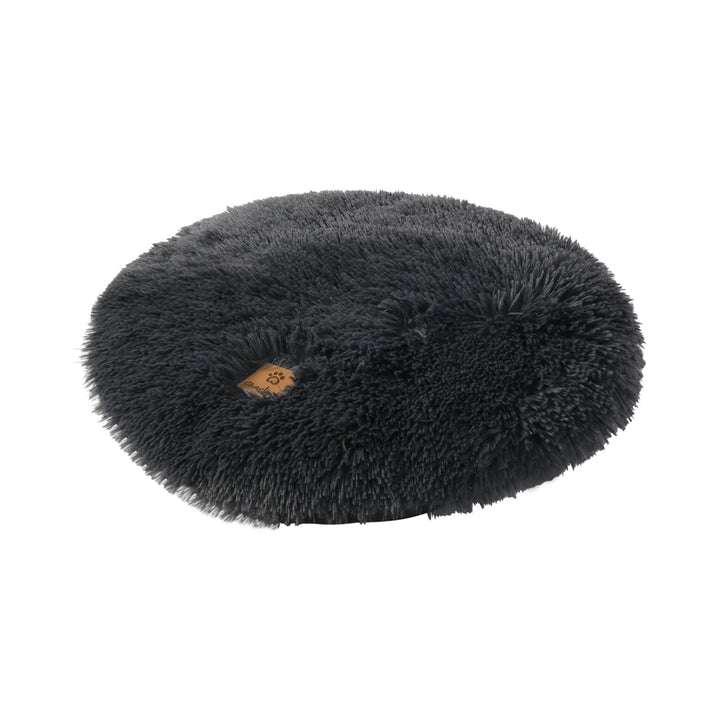 Shaggy Faux Fur Round Padded Lounge Mat - Charcoal Charlie's Pet Products