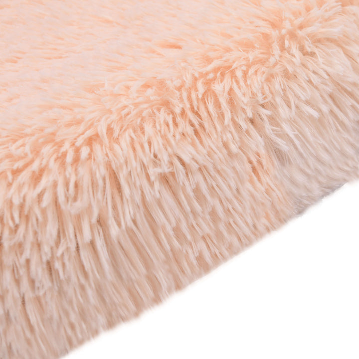Shaggy Faux Fur Round Padded Lounge Mat - Soft Beige Charlie's Pet Products