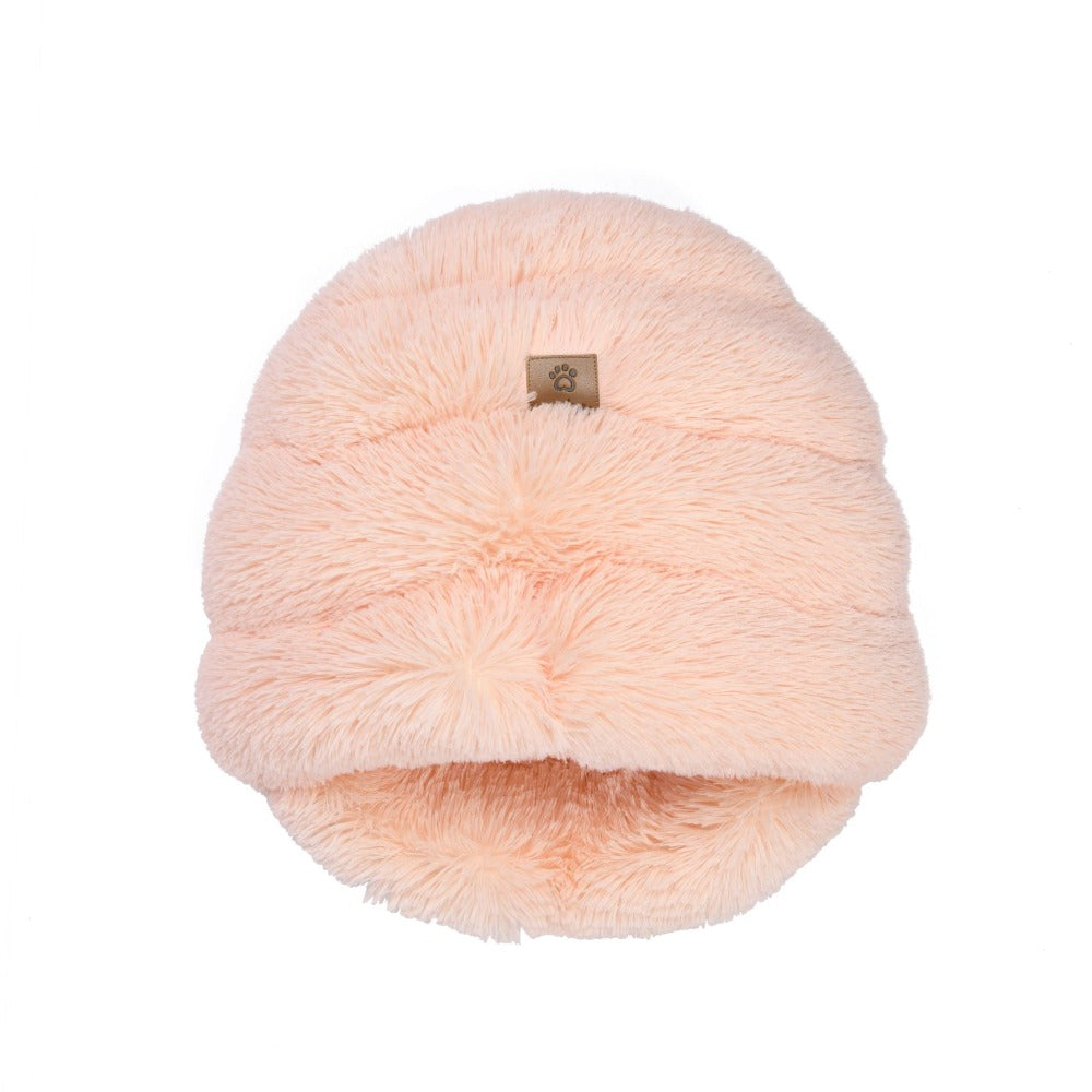Shaggy Faux Fur Igloo Cat Cave Bed - Soft Beige Charlie's Pet Products